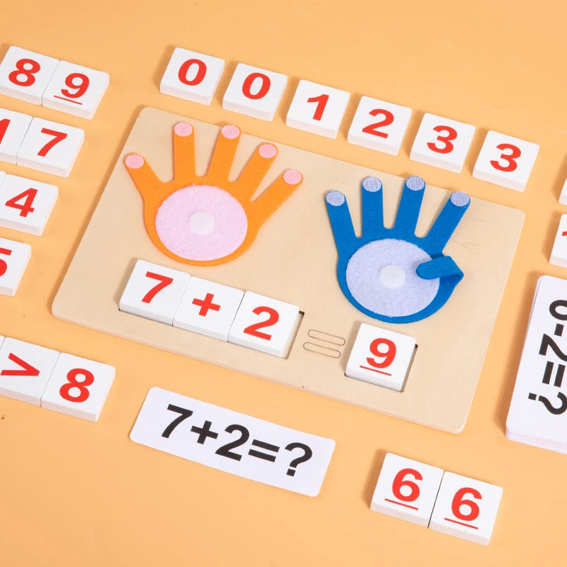 Math Finger Counting Wooden Number Math Learning Games Montessori Toys Intellectual Development Teaching Aids For Toddlers