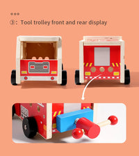 Wooden Montessori Fire Truck - Nut Screw Disassembly Assembly Tool Car, STEM Toy for Toddlers to Develop Hands-On Skills