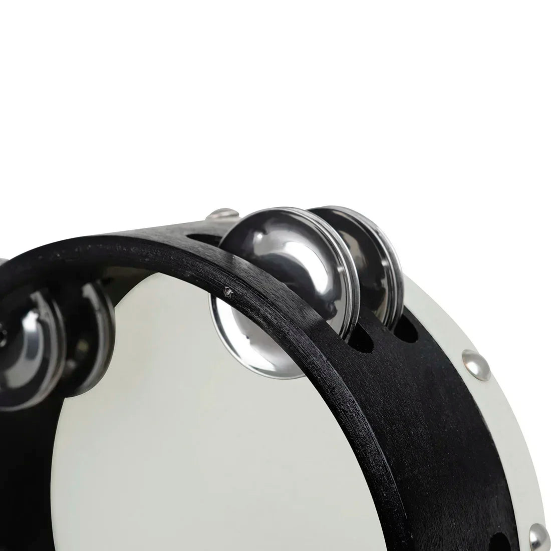 IRIN 2 Pcs Orff Tambourine 6 + 8 Inch Drums Hand-Ranked Bell Drum Double Row Sheepskin Hand-Shake Wooden Music Education Drums