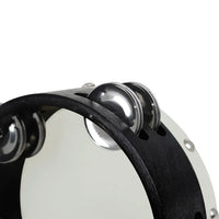 IRIN 2 Pcs Orff Tambourine 6 + 8 Inch Drums Hand-Ranked Bell Drum Double Row Sheepskin Hand-Shake Wooden Music Education Drums