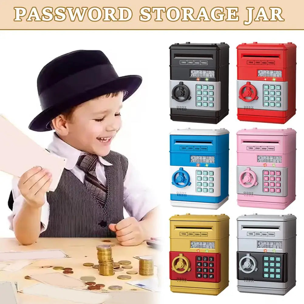 Electronic Piggy Bank Automatic Mini Safe Coins Cash Saving Money Box Password Counter Code Key Lock Coin Bank ATM Child Gift