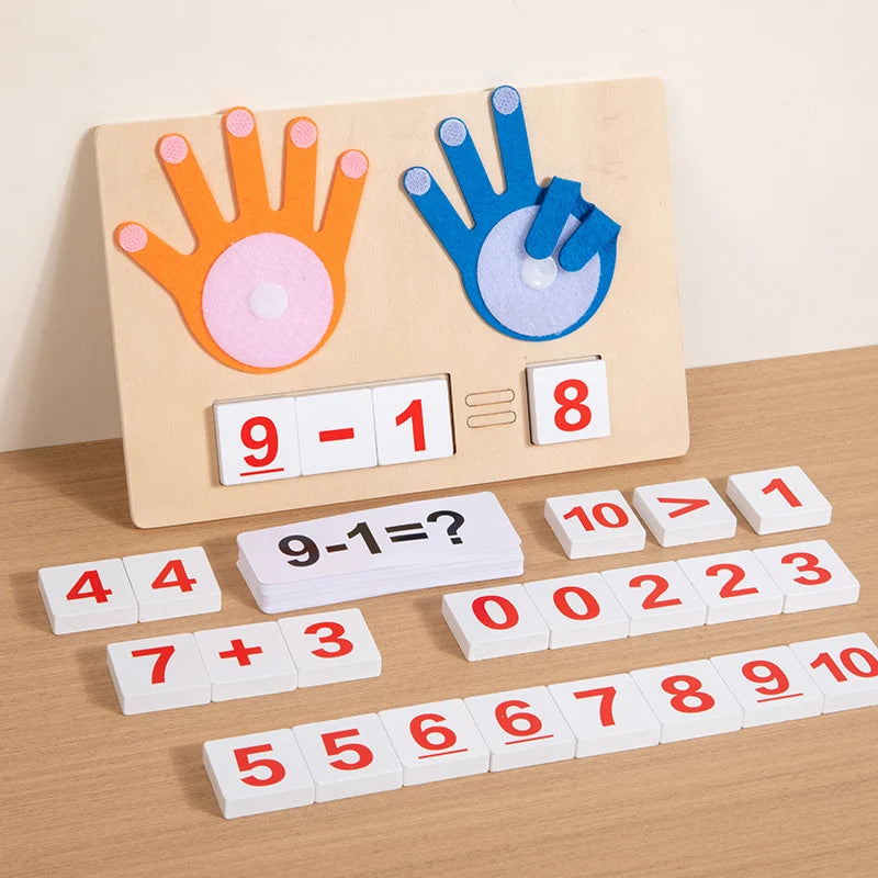 Math Finger Counting Wooden Number Math Learning Games Montessori Toys Intellectual Development Teaching Aids For Toddlers