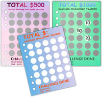 Scratch Off Money Saving Challenge Binder Trackers for 6 Ring A5 Binders,4 Pcs Per Pack