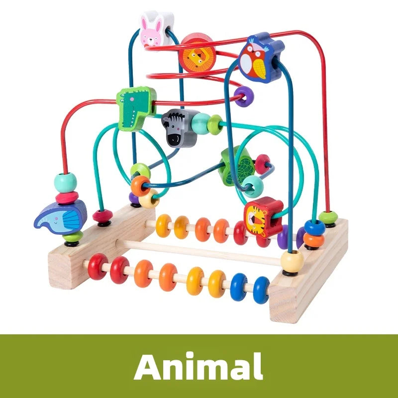 Wooden Roller Coaster Bead Maze Montessori Toys Abacus Math Toys Toddler Early Educational Toys for Kids Children Fine Motor
