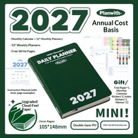 Planwith 2027 Weekly Planner A6 8-Grid Layout Hardcover Agenda Annual Tracker Month Plan Lunar Date Organizer for Adult Student