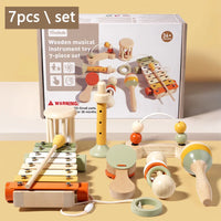 Baby Handheld Bell Musical Instrument Toys Montessori Wooden Gripping Bed Bell Drum Orff Ringing Instrument Percussion Kids Gift