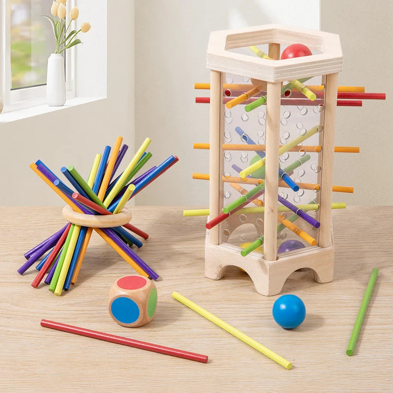 New 3in1 Wooden Stick and Tower Game Arithmetic Early Education Montessori Toys Thinking Training Parent-child Interactive Toy