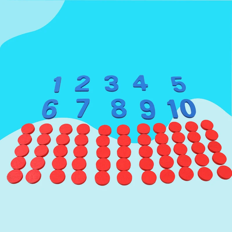 Kids Wooden Montessori Cognitive Cards Number Counting Math Game Educational Toys For Kids Early Childhood Preschool Training