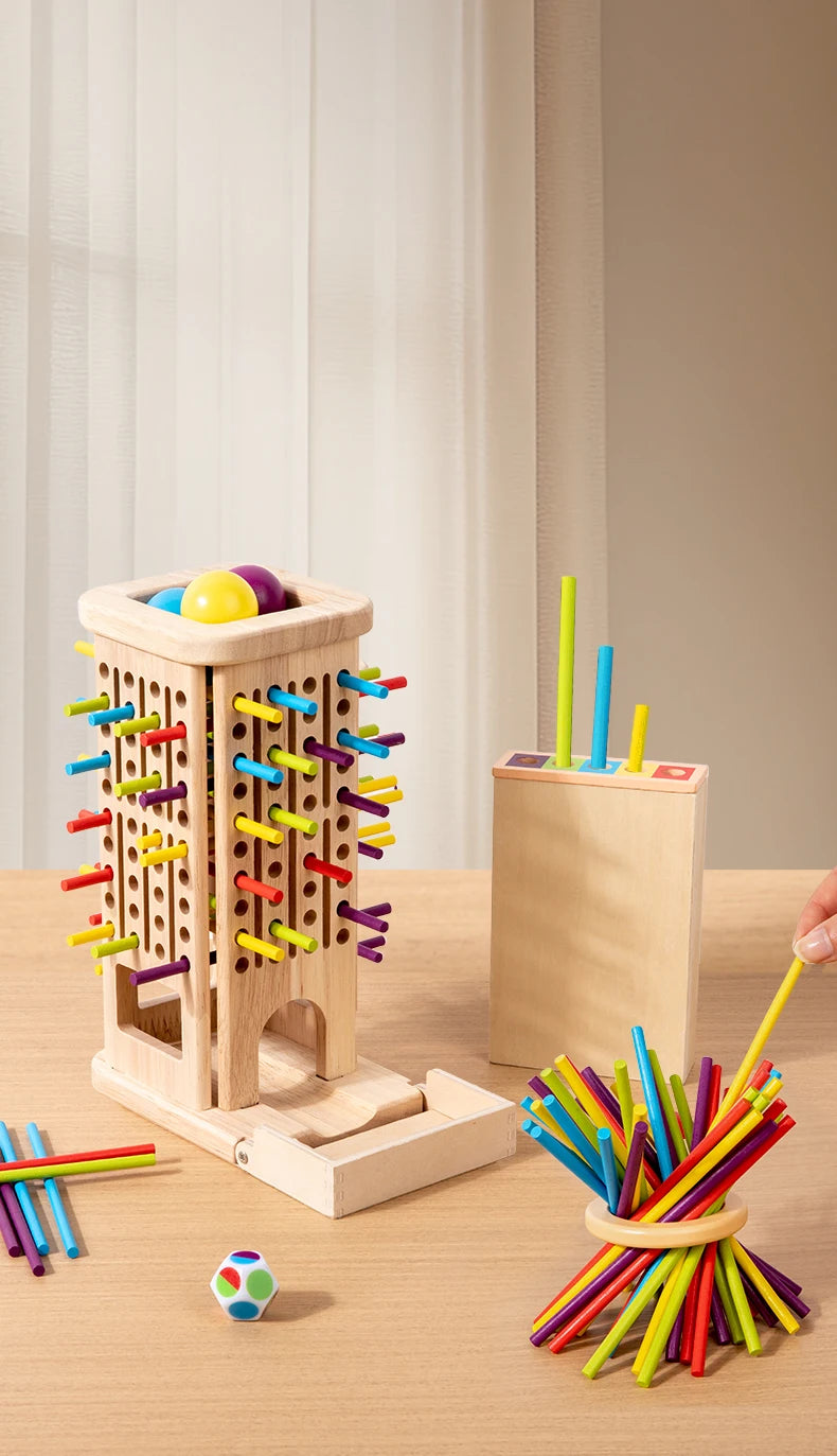 New 3in1 Wooden Stick and Tower Game Arithmetic Early Education Montessori Toys Thinking Training Parent-child Interactive Toy