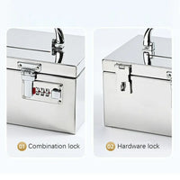 Stainless Steel Bank Password Lock-Box Financial Security Portable Register Bill Box Combination Lock/Padlock Cash Box