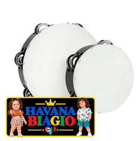 IRIN 2 Pcs Orff Tambourine 6 + 8 Inch Drums Hand-Ranked Bell Drum Double Row Sheepskin Hand-Shake Wooden Music Education Drums