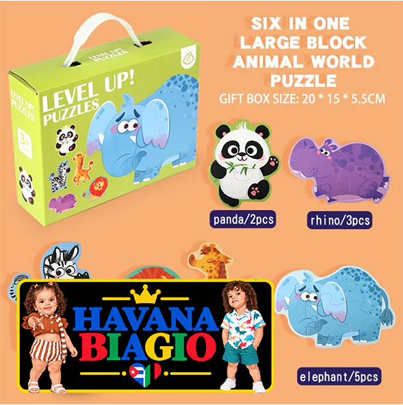 Wooden Jigsaw Puzzles for Toddlers Cartoon Animal Paper Puzzles Montessori Early Learning Education Toys Set Gifts Box for Kids