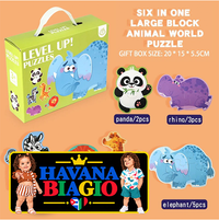 Wooden Jigsaw Puzzles for Toddlers Cartoon Animal Paper Puzzles Montessori Early Learning Education Toys Set Gifts Box for Kids