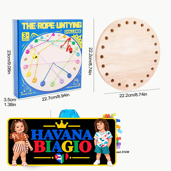 Rubber Wood Twisted Rope Puzzle Game Brainy Knots Rope Untangling Game Montessori Fine Motor Skills Rope Untying Toys for Kids