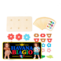 Montessori DIY Wooden Flower Puzzle Board Game With Cards Shape Color Cognition & Matching Geometric Educational Toy For Kids