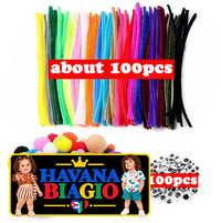 1000pcs Kids Crafts Art Supplies Kit Pipe Cleaners Pompoms Foam Stickers Feather Felt Cloth Button DIY Creative Craft Toy Gifts