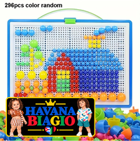 296/592pcs Mushroom Nail Building Blocks Puzzles,Game, Color Cognition Intellectual Educational Toys for Kids 3D Puzzle Game