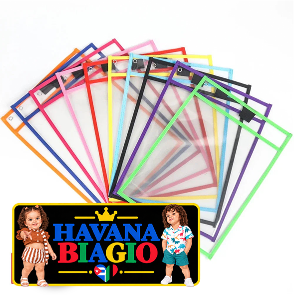 Dry Erase Pockets Reusable File Holder Transparent A4 Folders Kids Teaching Drawing Board Stationary Files Card Storage Supplies