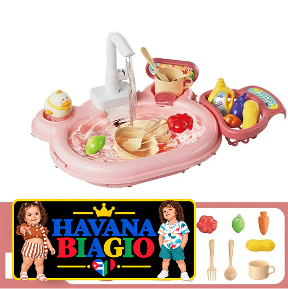 Children Puzzle Pretend Play Toys Dishwashing Basin Toys Gift Kitchen Interactive Toys 2-in-1 Slide Fishing Montessori Toy Gift