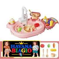 Children Puzzle Pretend Play Toys Dishwashing Basin Toys Gift Kitchen Interactive Toys 2-in-1 Slide Fishing Montessori Toy Gift