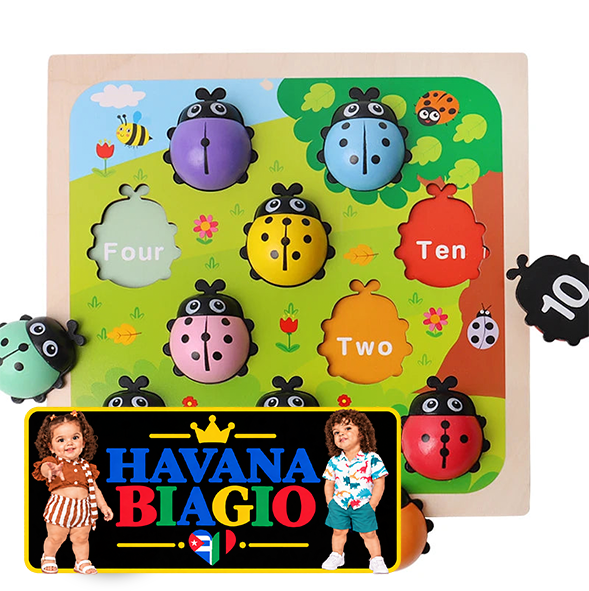 Montessori Counting Beetle Wooden Educational Toys for Kids Ladybug Stick Counting Game Math Toy Number Learning Early Education