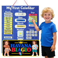 Children's Calendar Felt Board - Early Learning Wall Calendar with Weather Date Month Week Season Educational Charts for Kids