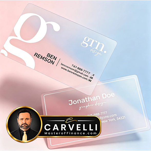 Custom Transparent PVC Business Cards White Ink Print Thank You Cards One Side Print Free Design Round Corner Office Supplies